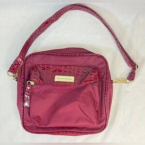 Samantha Brown Lightweight Organizer Crossbody Bag Purse Croc Trim - Rose